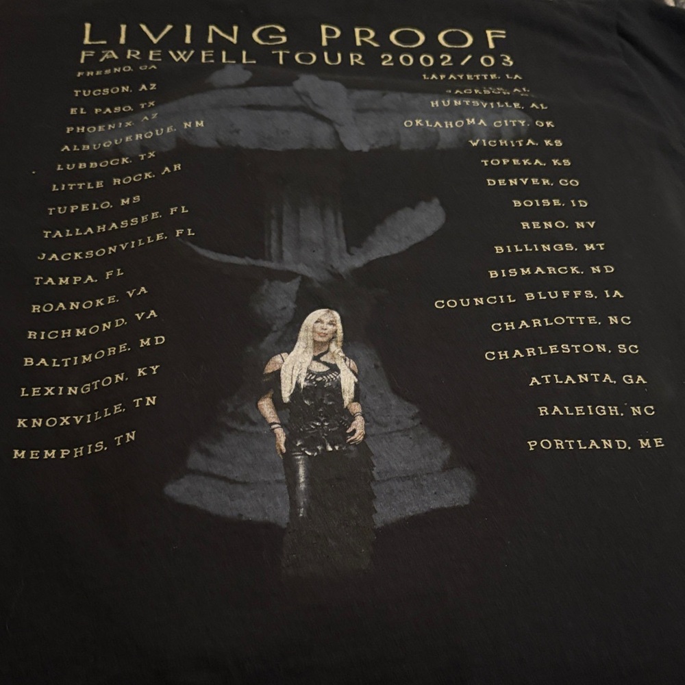CHER Black Graphic Short Sleeve Tee - Living Proof Design vintage CHER Concert T - Picture 3 of 3